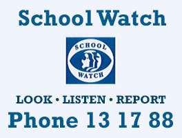 School watch logo with phone number